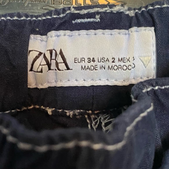 Navy Blue Cargo Canvas Pants - Picture 3 of 3